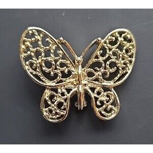 Vintage Gerry's Butterfly Brooch Gold Tone Filigree Signed Estate Jewelry